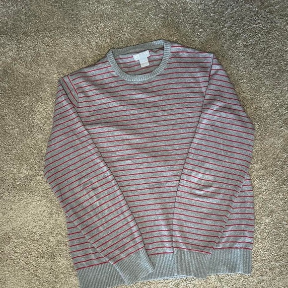 Other - 100% Cotton Gray and red striped cotton sweater in a M